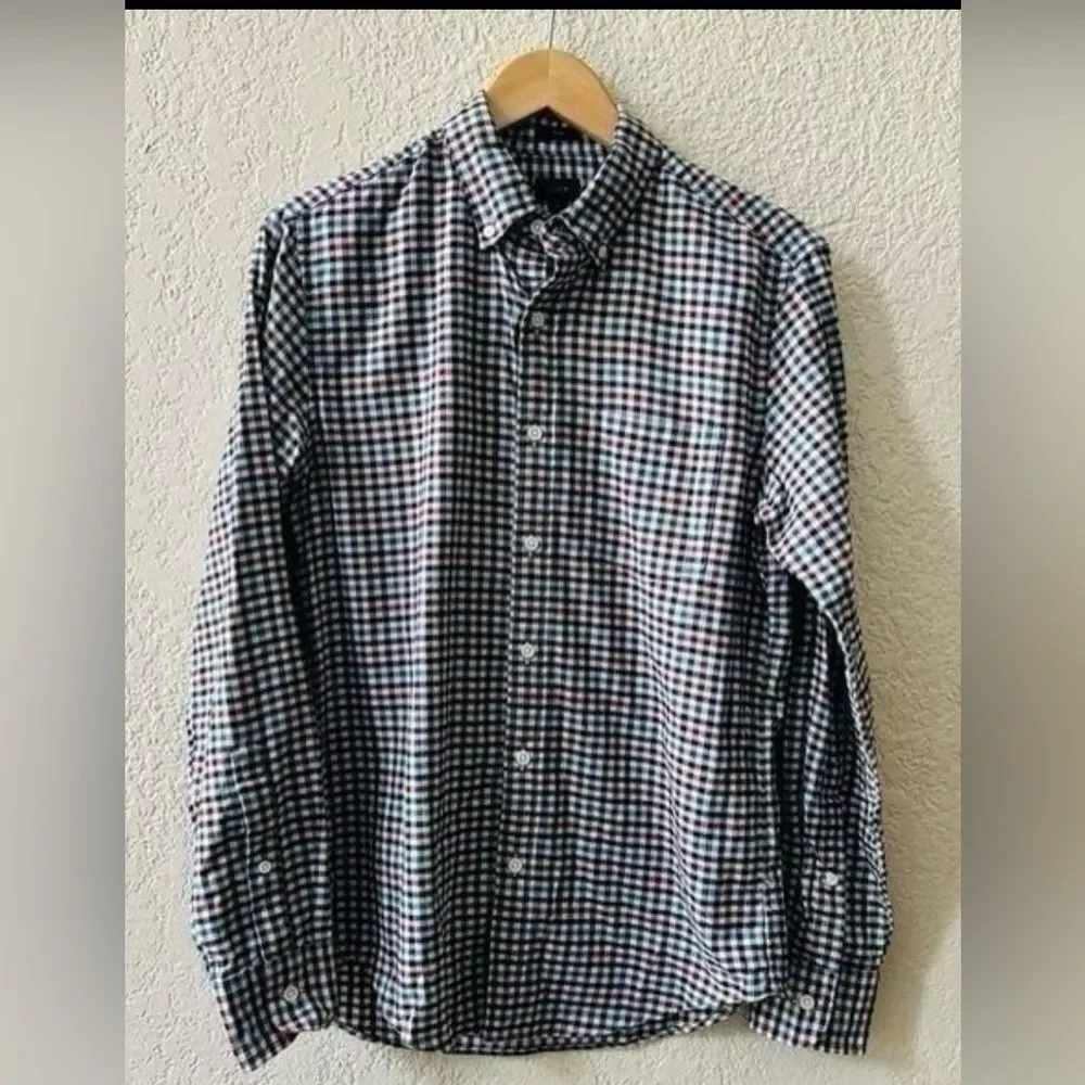 J.Crew Men's Casual Slim FitButton Down Shirt Sz Small Checkered White Black Red